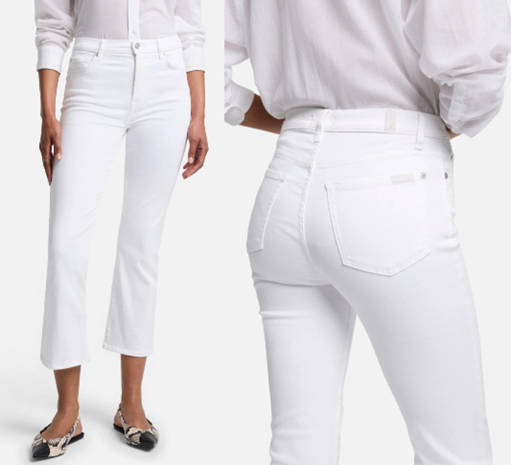 NWT 7 For All Mankind Slim Illusion High Waisted Kick Flare Jeans Luxe White 31